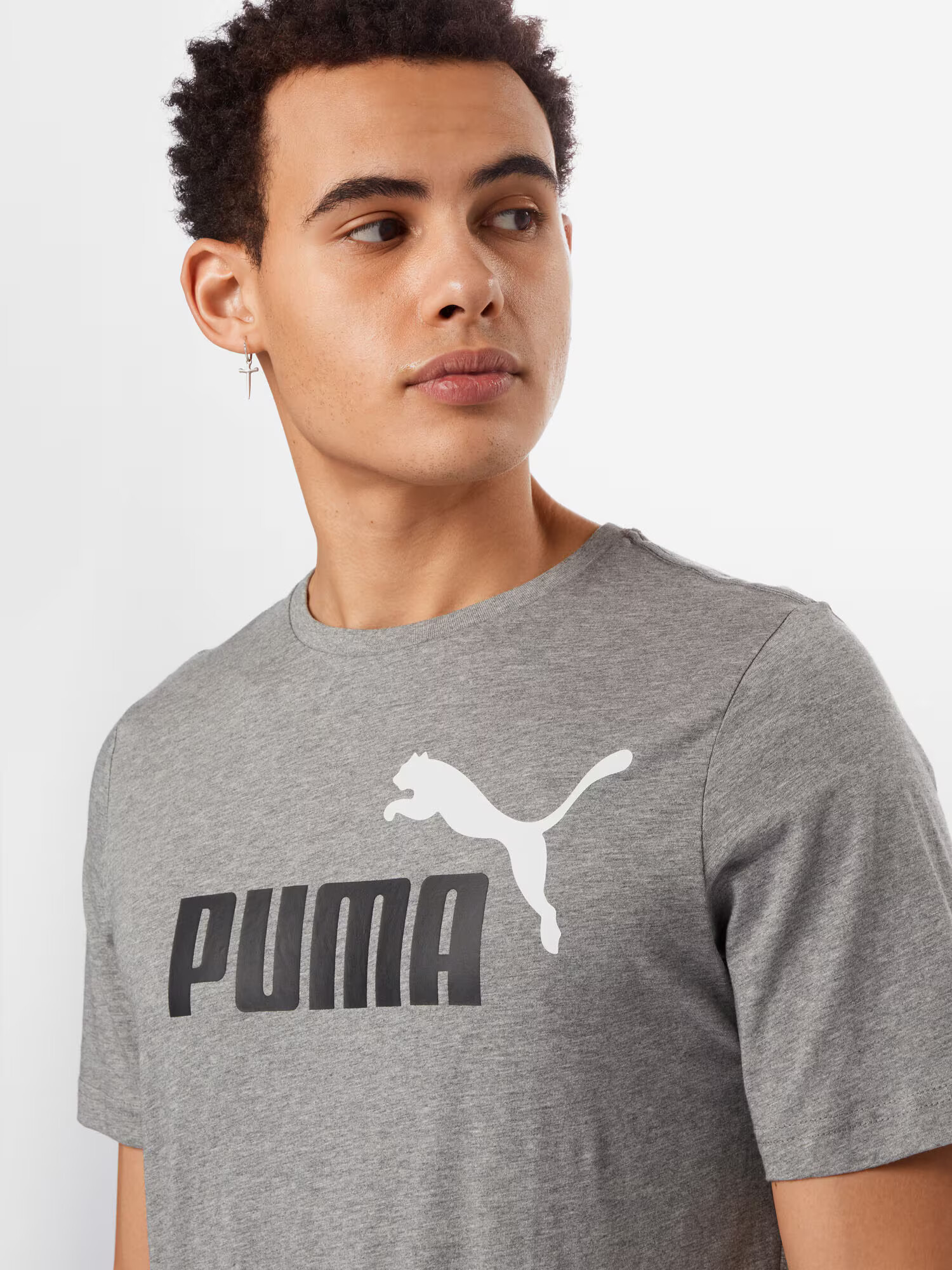 PUMA Функционална тениска сив меланж / черно / бяло - Pepit.bg