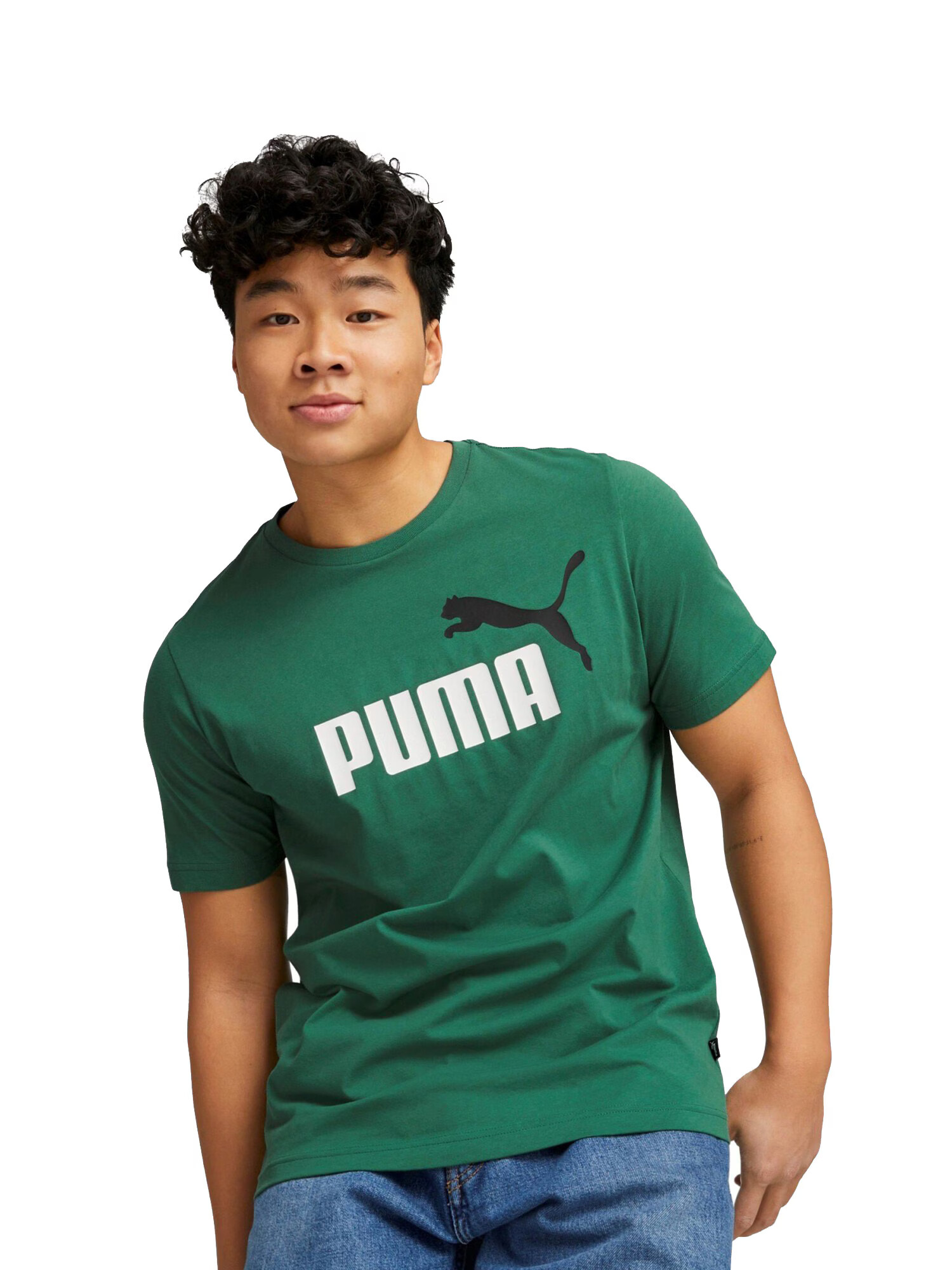 PUMA Тениска зелено / черно / мръсно бяло - Pepit.bg