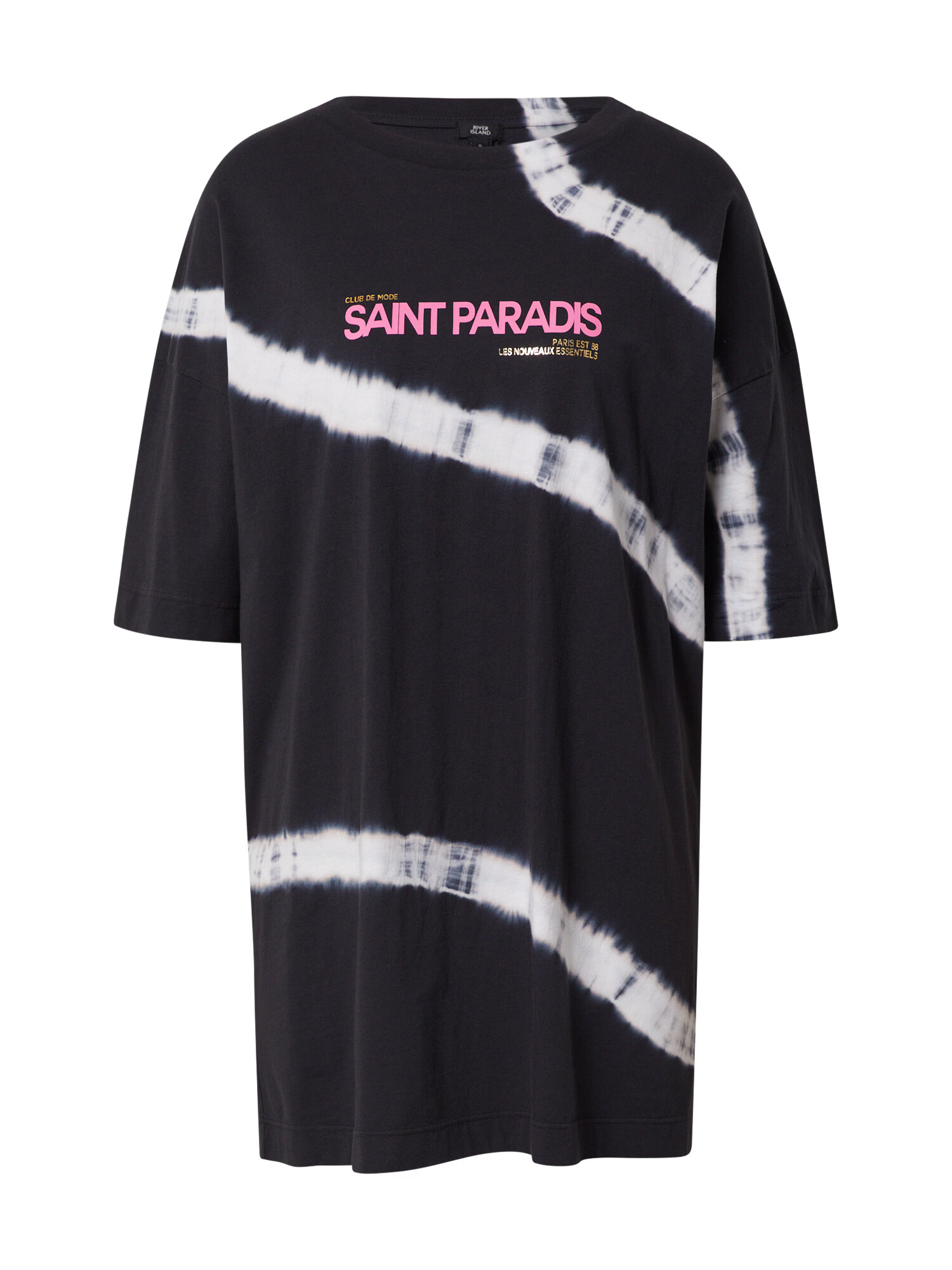 River Island T-Shirt 'PARADIS' черно / бяло / розово - Pepit.bg