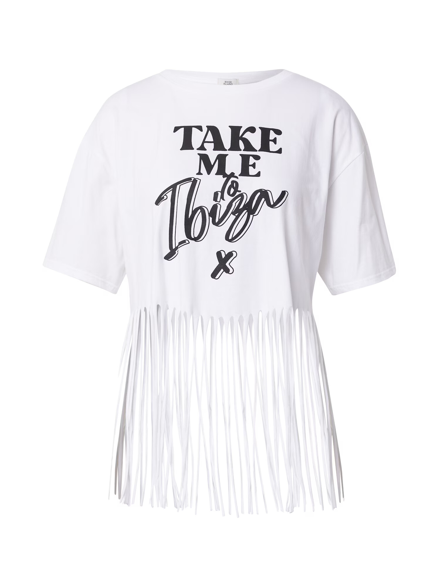 River Island Тениска 'TAKE ME TO IBIZA' черно / бяло - Pepit.bg