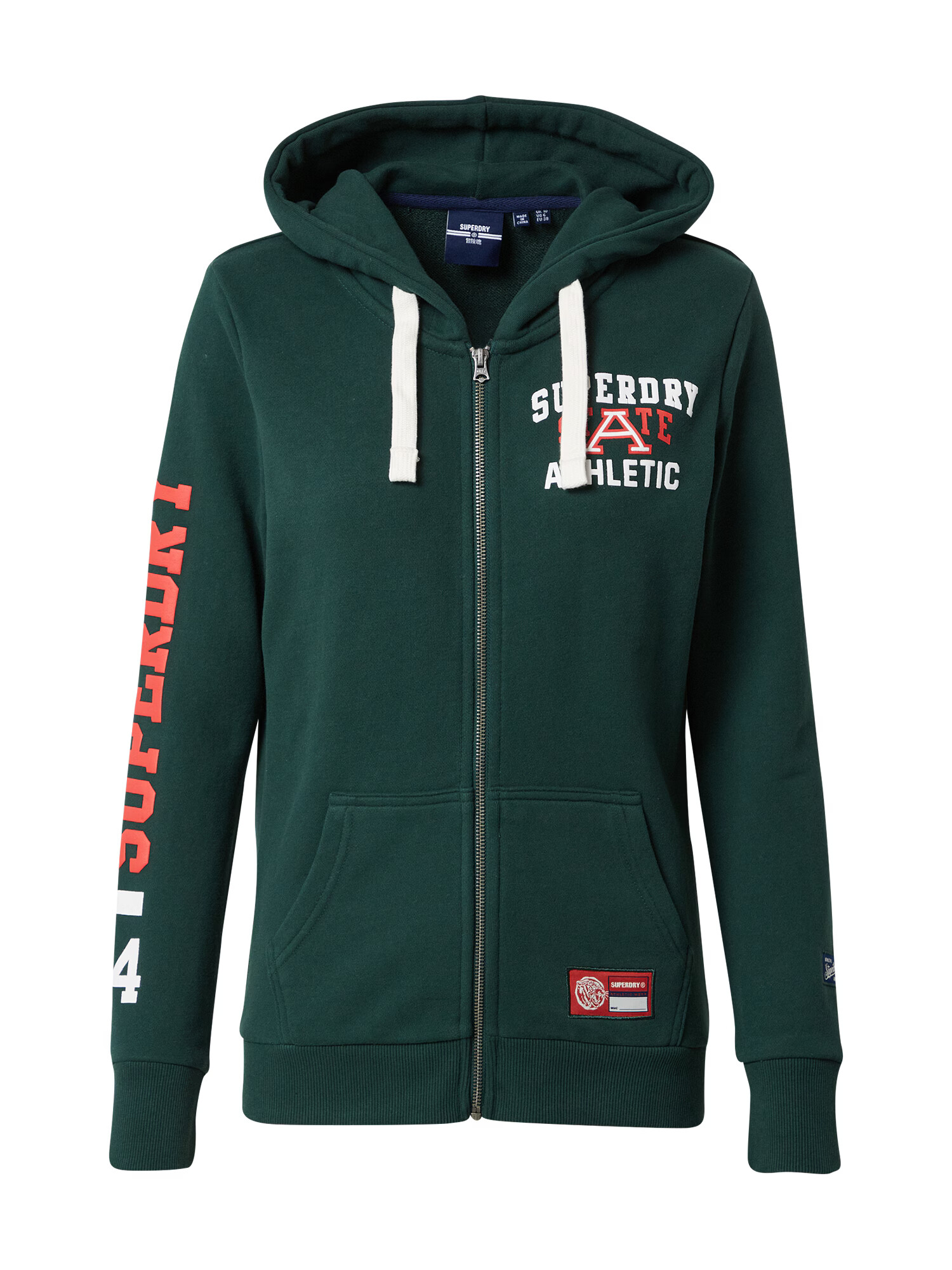 Superdry Суичъри с качулка 'COLLEGIATE ATHLETIC' тъмнозелено / бяло / сьомга - Pepit.bg