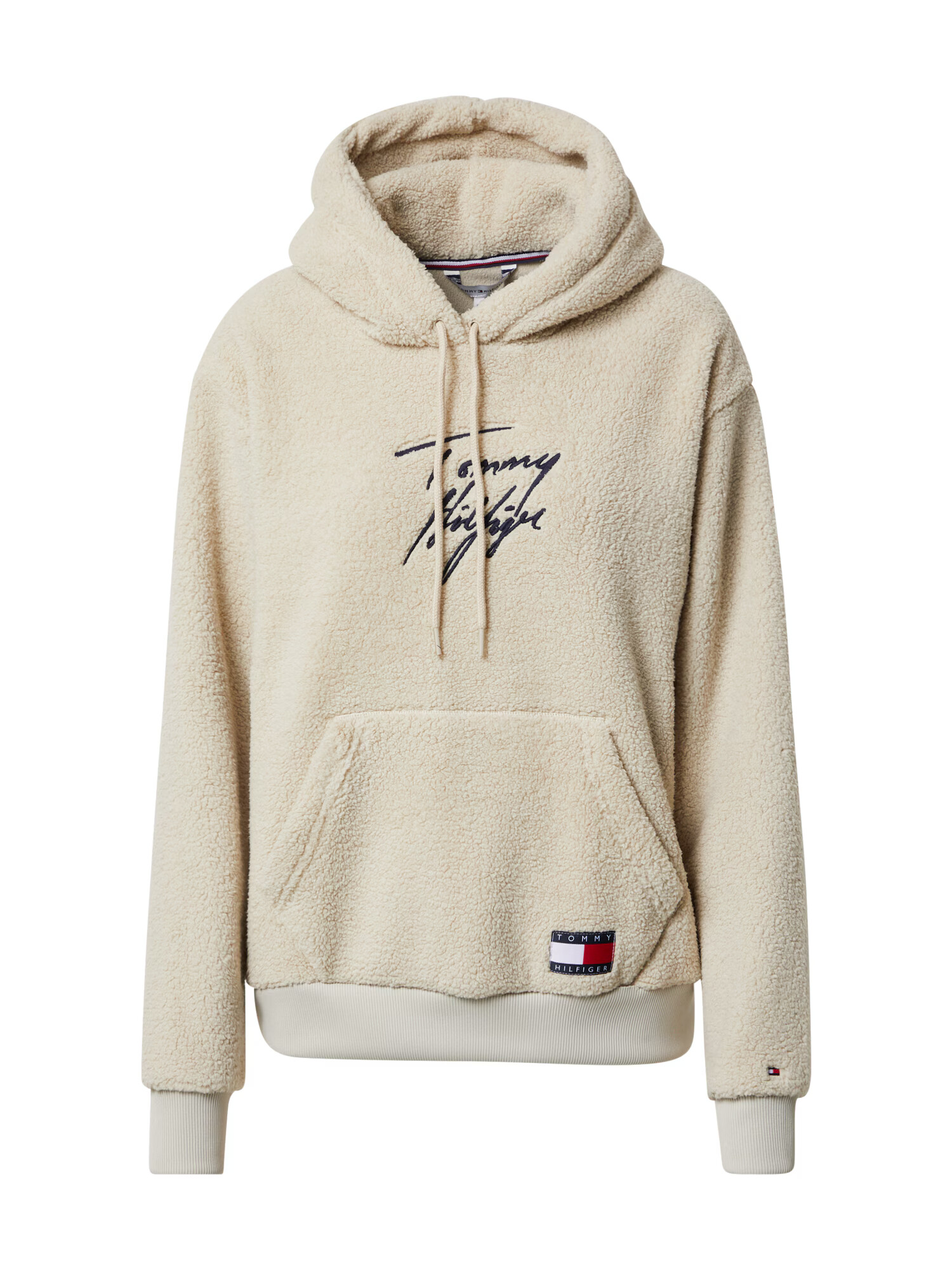 TOMMY HILFIGER Суичър 'Sherpa' бежово / тъмносиво / тъмносиньо / бяло / червено - Pepit.bg