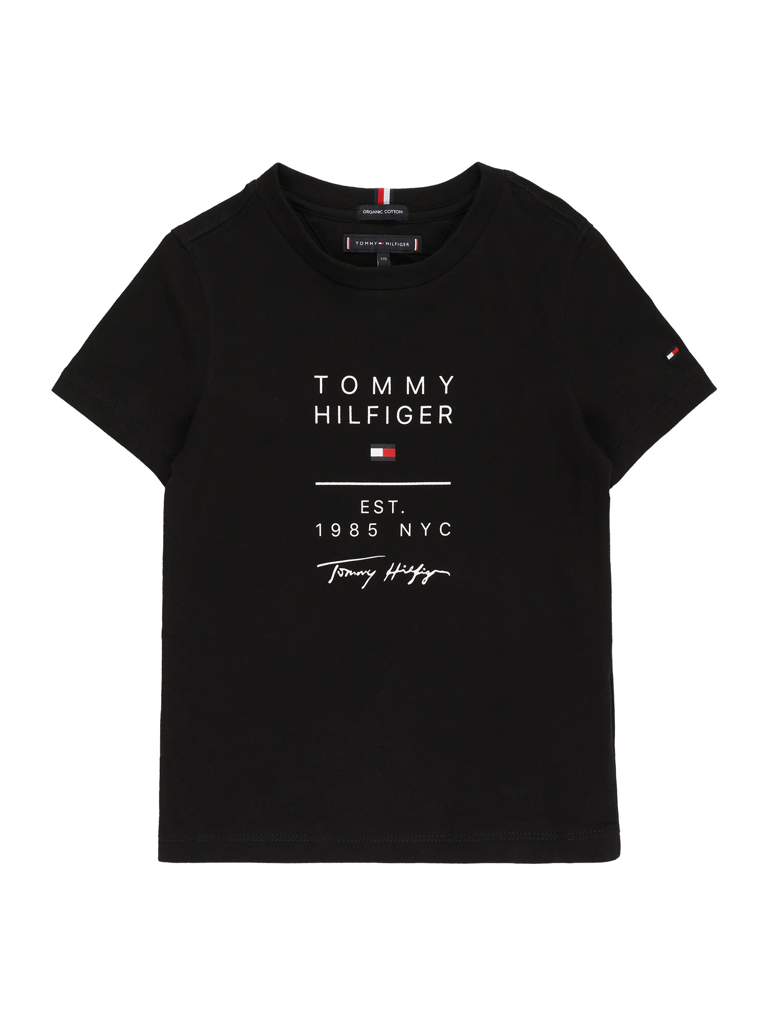 TOMMY HILFIGER Тениска черно / бяло - Pepit.bg