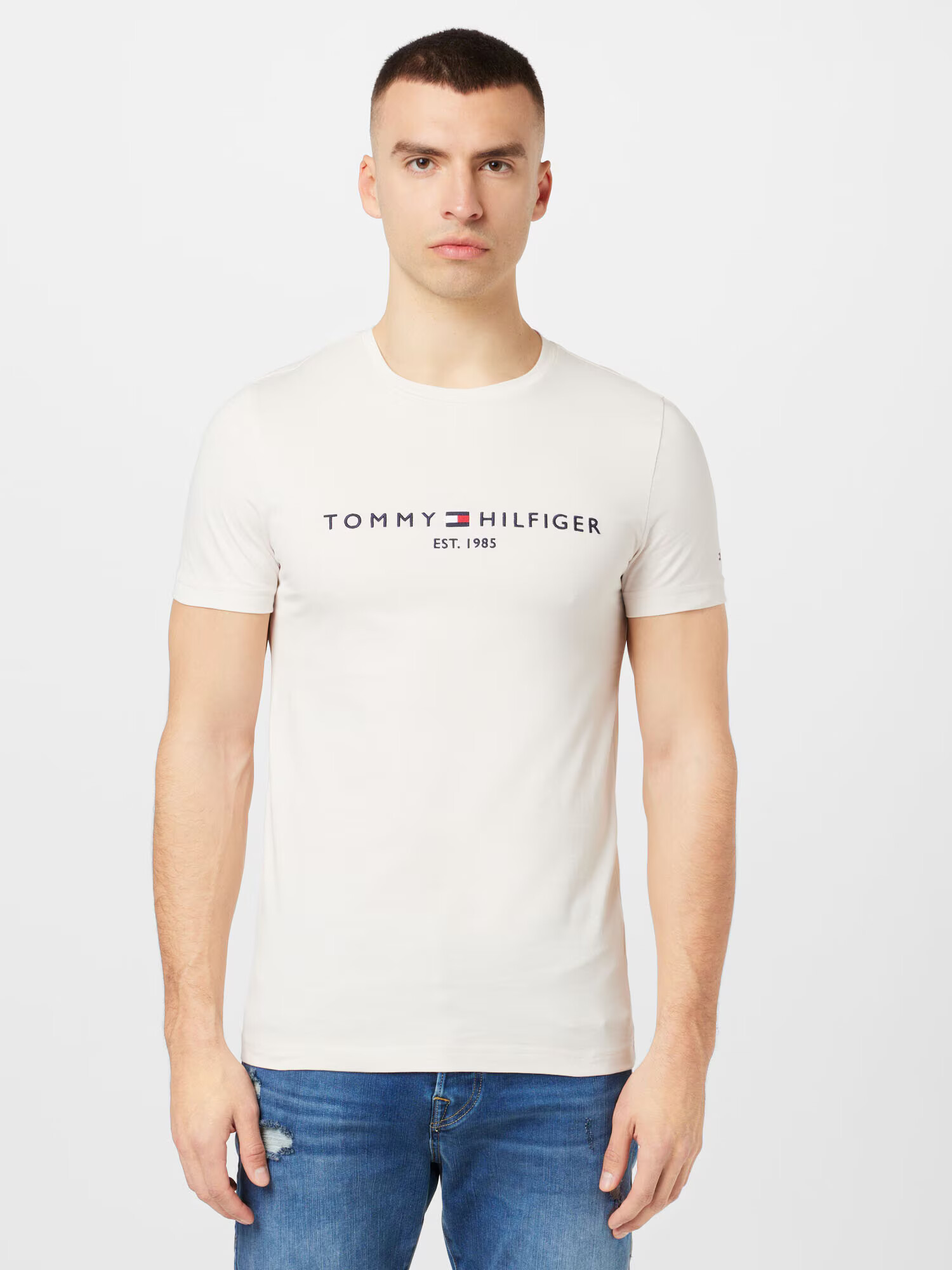 TOMMY HILFIGER Тениска кремаво / нейви синьо / червено / бяло - Pepit.bg