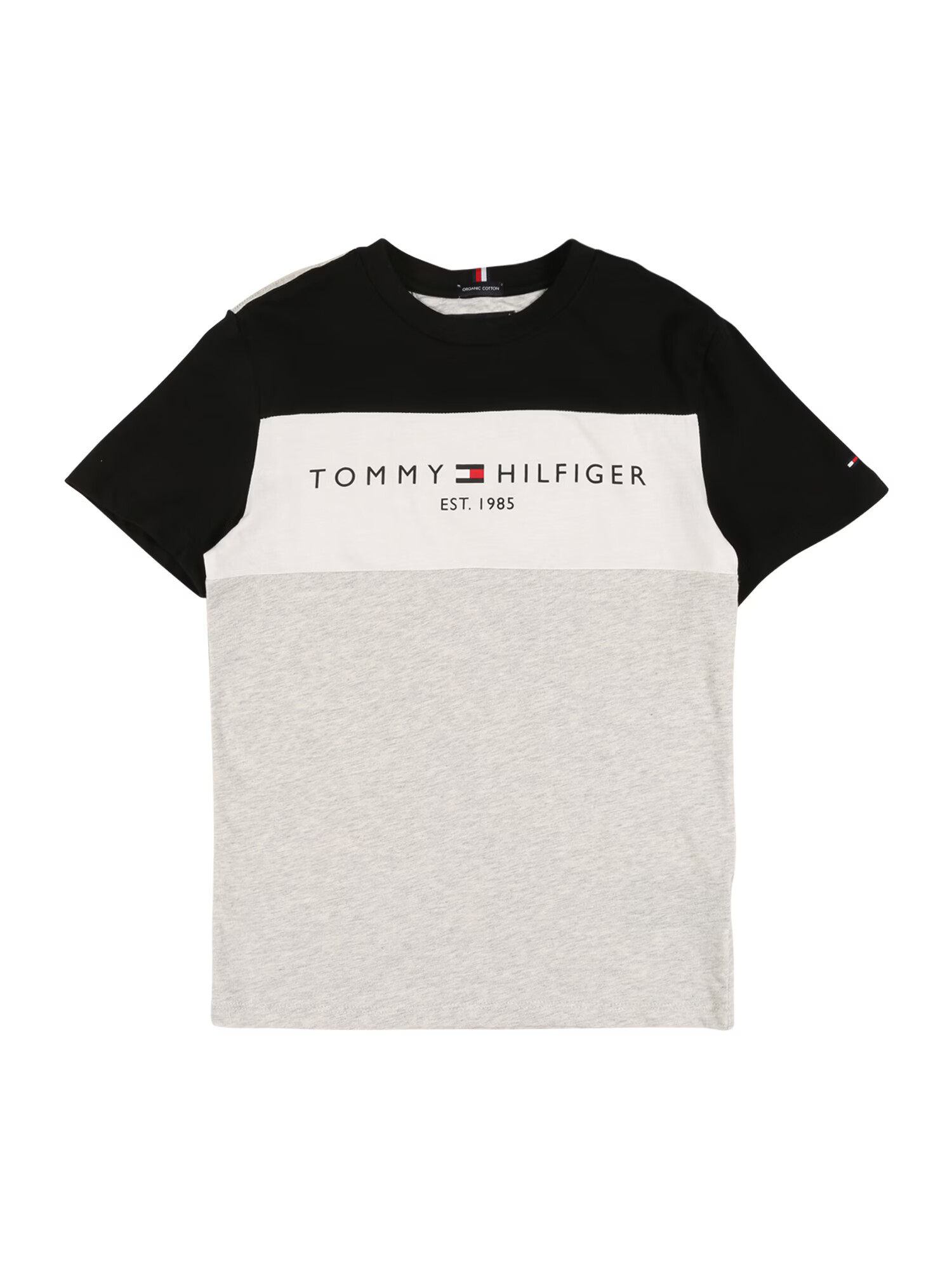 TOMMY HILFIGER Тениска светлосиво / бяло / черно - Pepit.bg