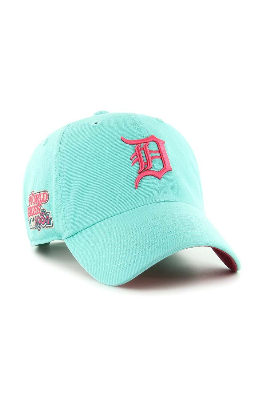 47brand Памучна шапка с козирка MLB Detroit Tigers в тюркоазено с апликация - Pepit.bg