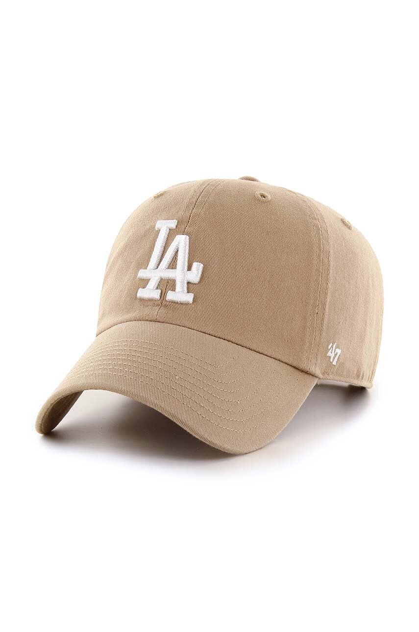 47brand Памучна шапка с козирка MLB Los Angeles Dodgers в бежово с апликация - Pepit.bg