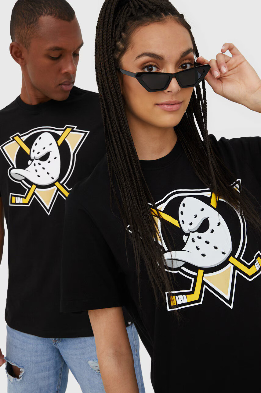47brand Памучна тениска NHL Anaheim Ducks в черно с принт - Pepit.bg