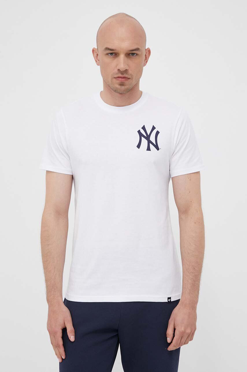 47brand Памучна тениска MLB New York Yankees в бяло с принт - Pepit.bg