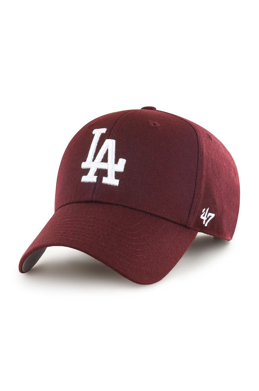 47brand Шапка MLB Los Angeles Dodgers в червено с апликация - Pepit.bg