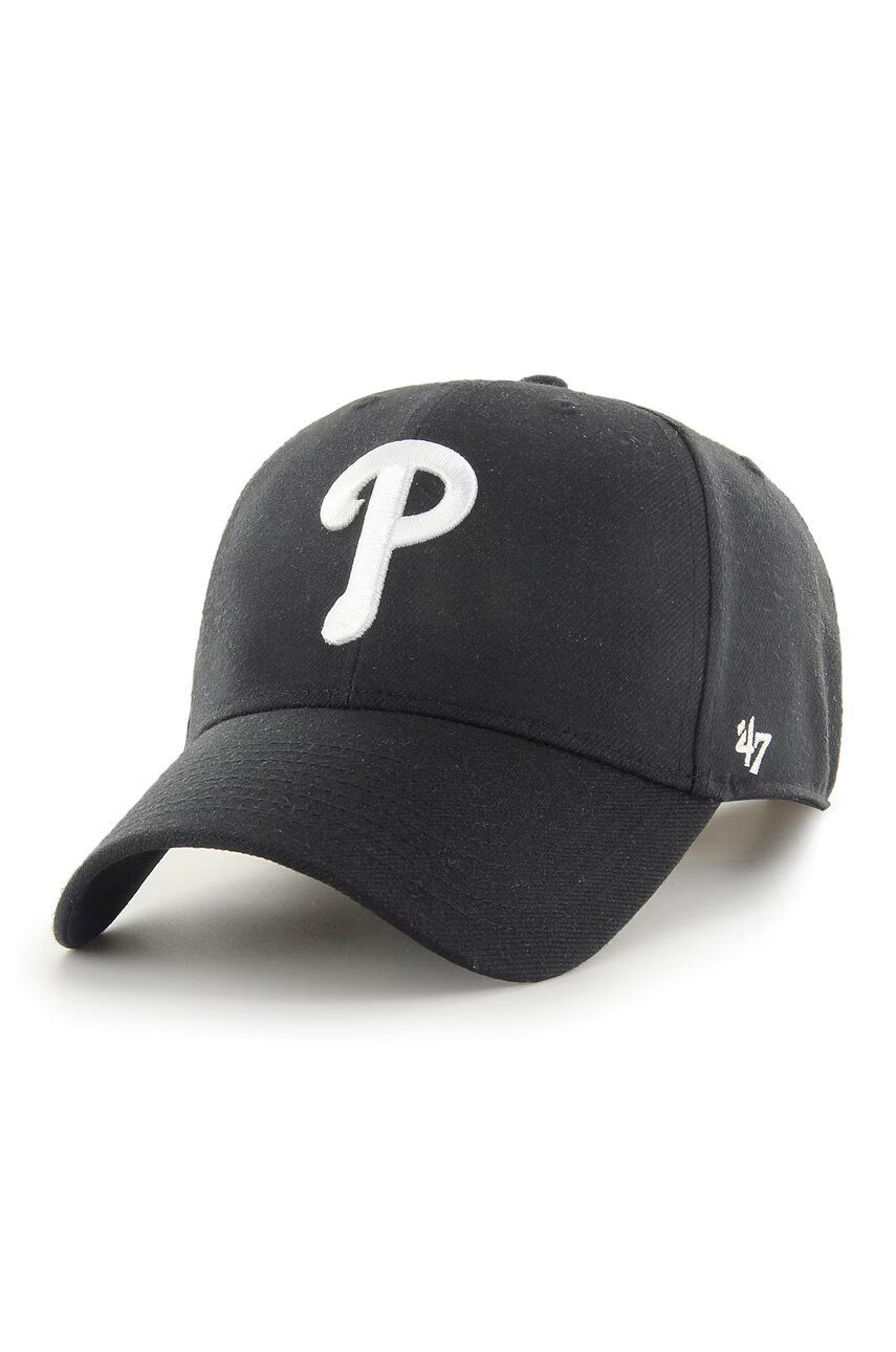 47brand Шапка MLB Philadelphia Phillies в черно с апликация - Pepit.bg