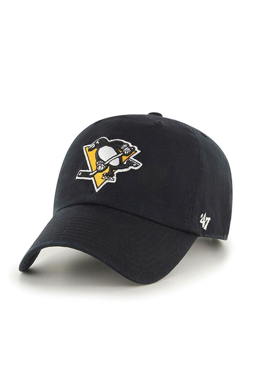 47brand Шапка с козирка NHL Pittsburgh Penguins в черно с апликация - Pepit.bg