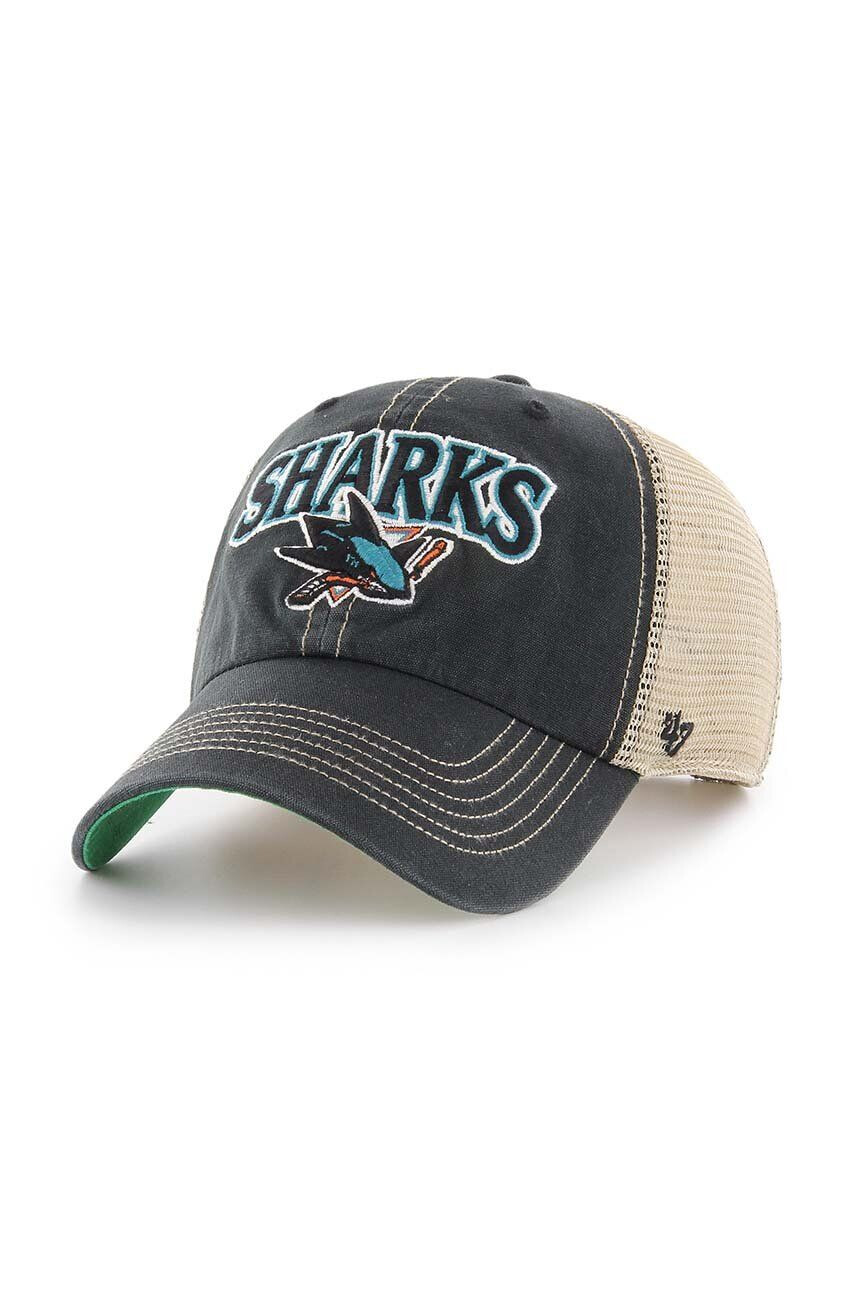 47brand Шапка с козирка NHL San Jose Sharks в черно с апликация - Pepit.bg