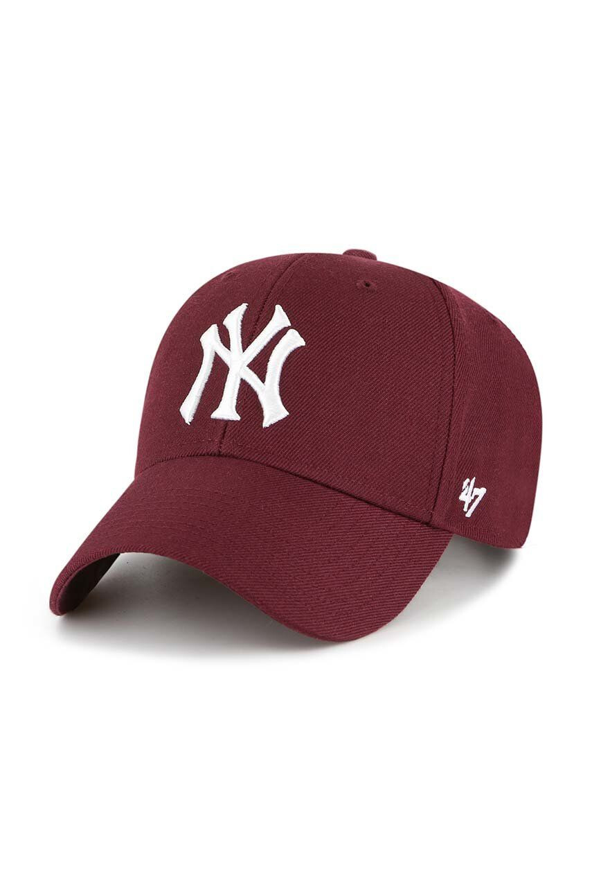 47brand Шапка с козирка с вълна Mlb New York Yankees в бордо с апликация - Pepit.bg