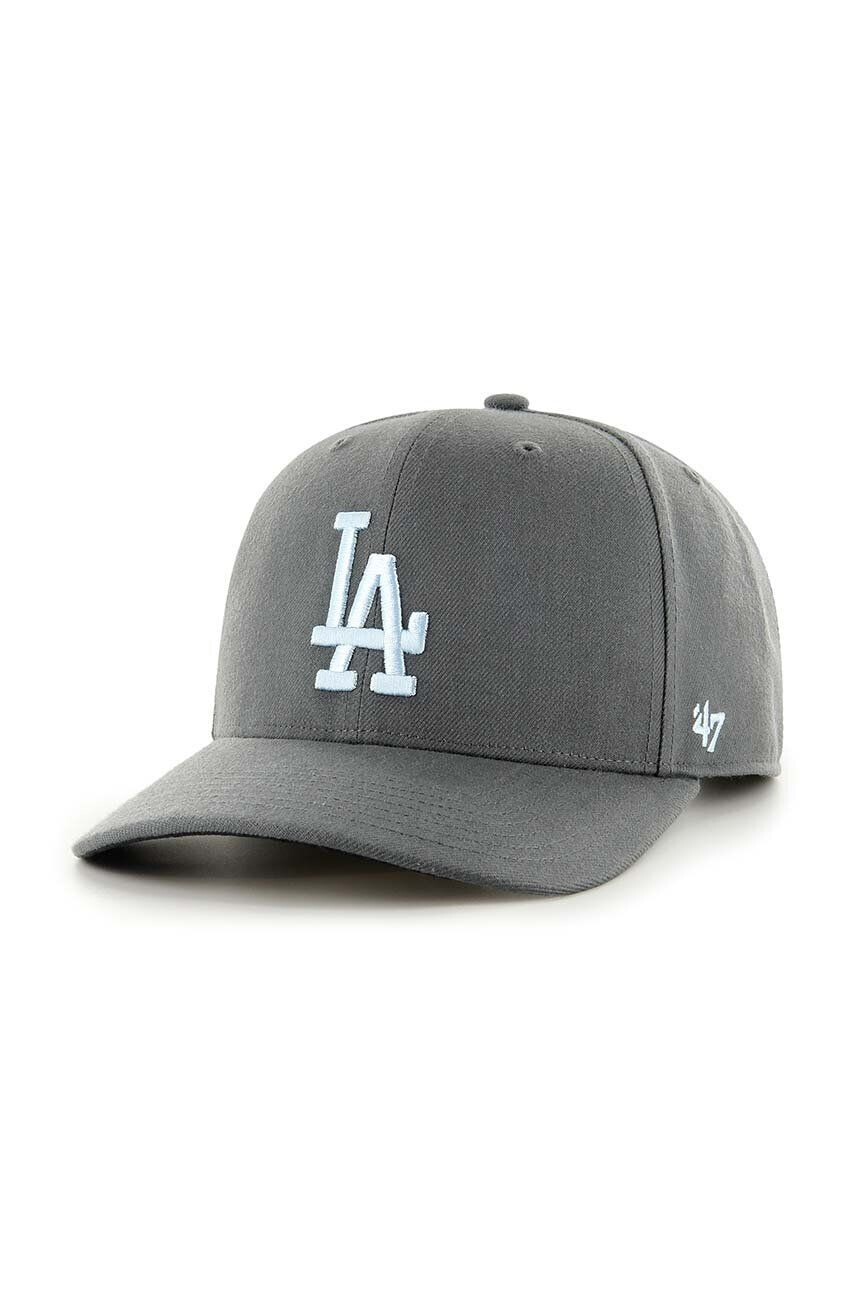 47brand Шапка с вълна MLB Los Angeles Dodgers в сиво с апликация - Pepit.bg