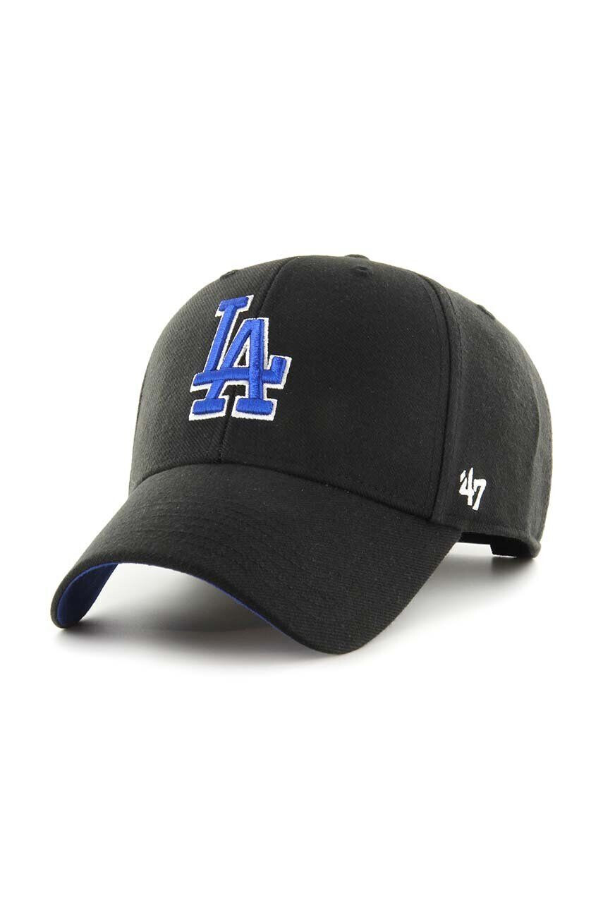 47brand Шапка с вълна MLB Los Angeles Dodgers в черно с апликация - Pepit.bg