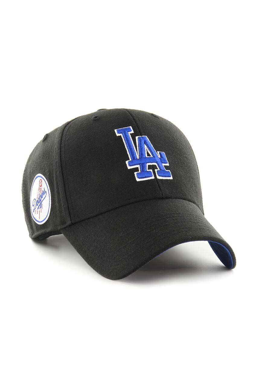 47brand Шапка с вълна MLB Los Angeles Dodgers в черно с апликация - Pepit.bg