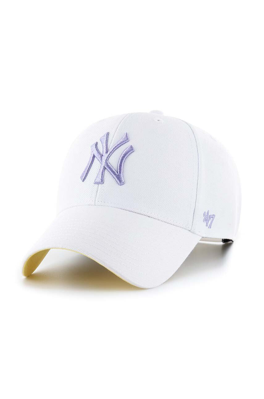 47brand Шапка с вълна MLB New York Yankees в бяло с апликация - Pepit.bg