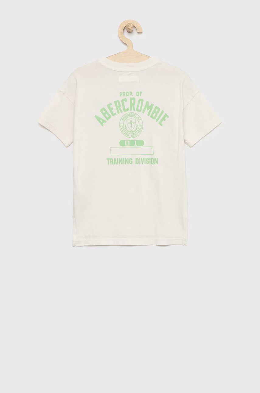 Abercrombie & Fitch Детска памучна тениска в бежово с принт - Pepit.bg