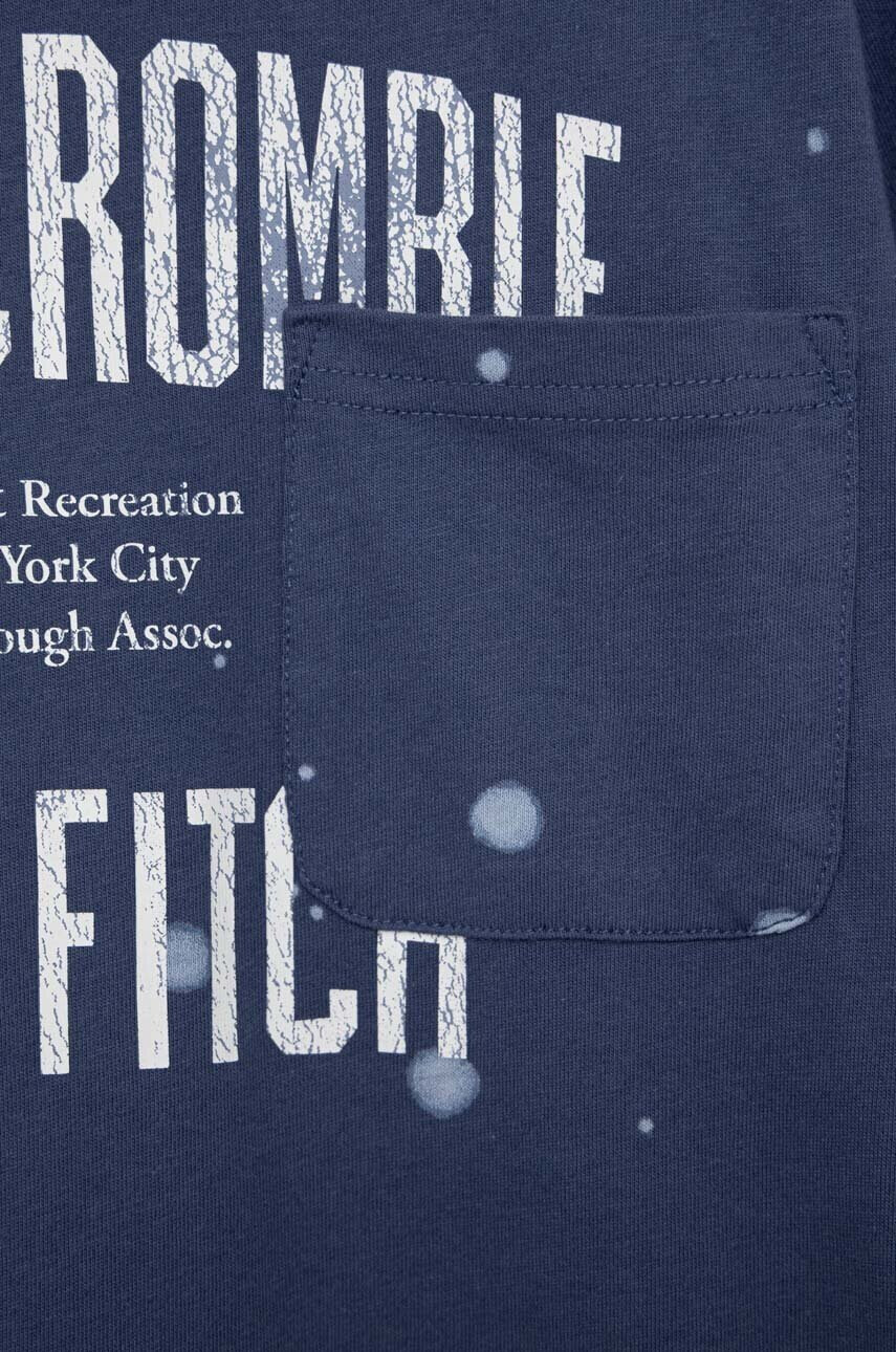 Abercrombie & Fitch Детска памучна тениска в синьо с принт - Pepit.bg