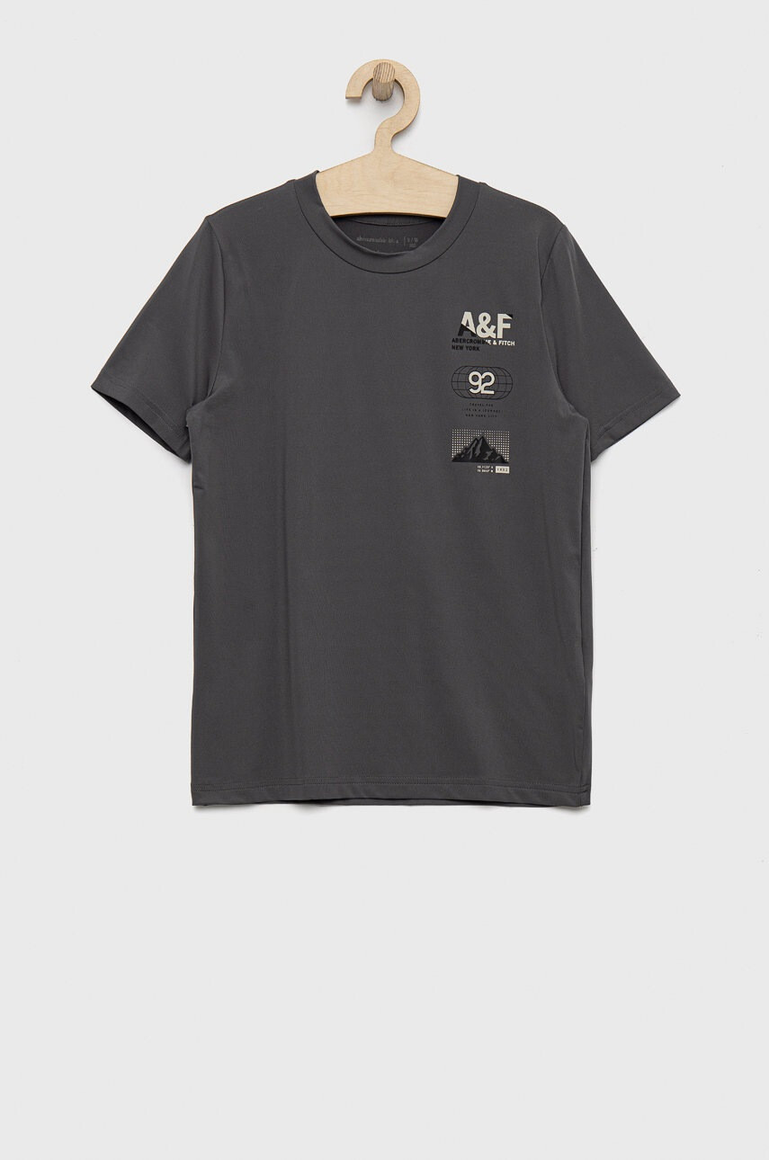 Abercrombie & Fitch Детска тениска в сиво с принт - Pepit.bg