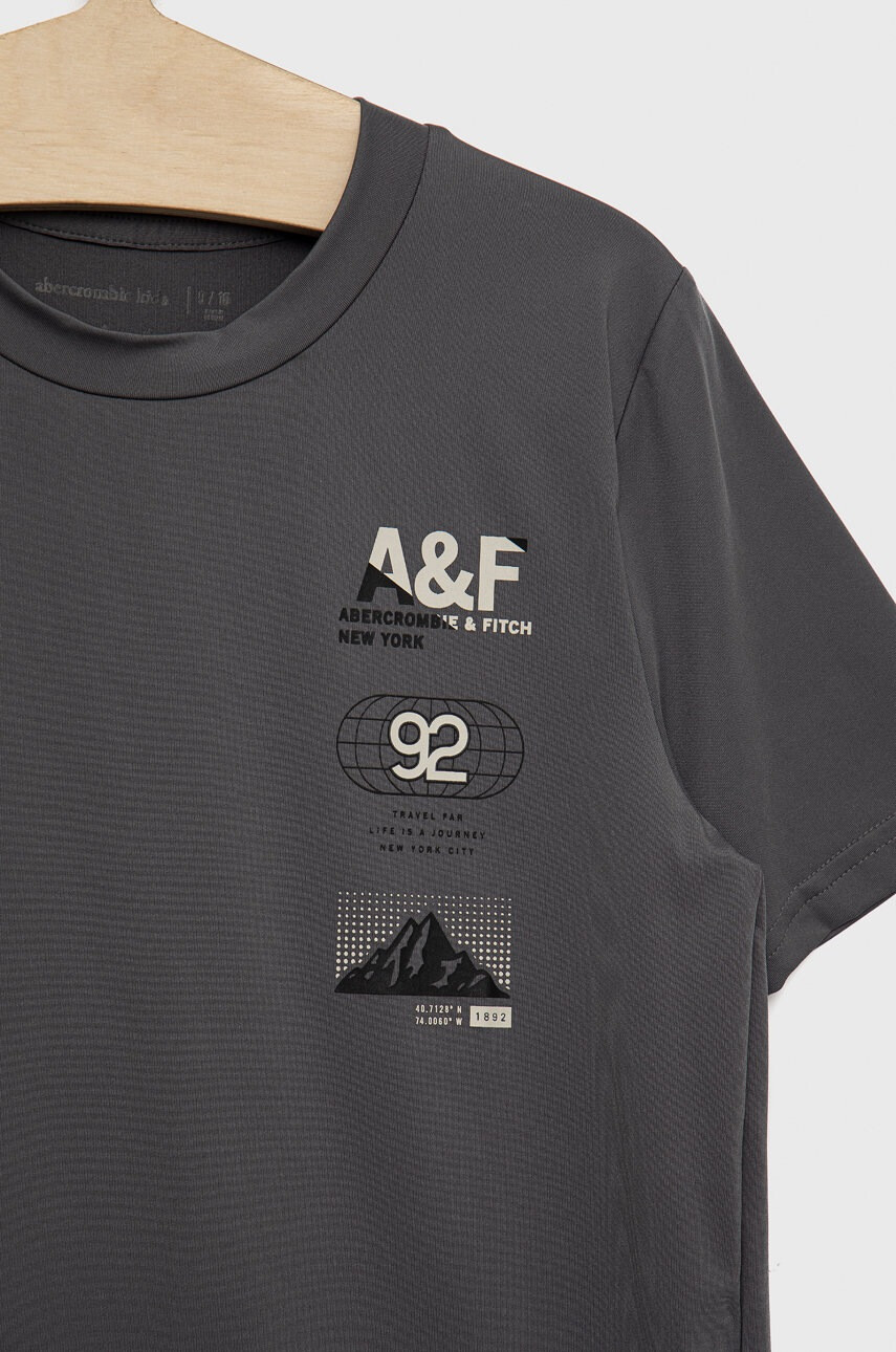 Abercrombie & Fitch Детска тениска в сиво с принт - Pepit.bg