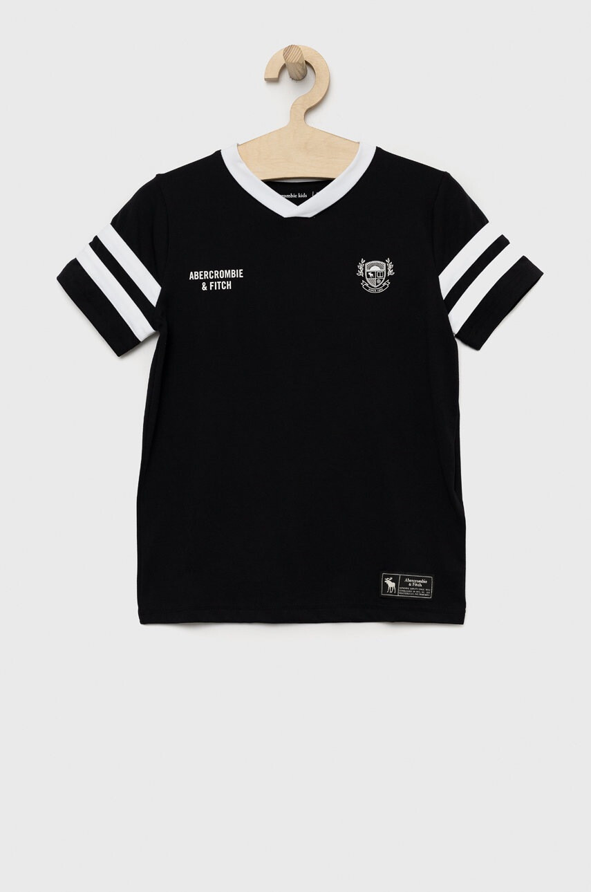 Abercrombie & Fitch Детска тениска в черно с принт - Pepit.bg