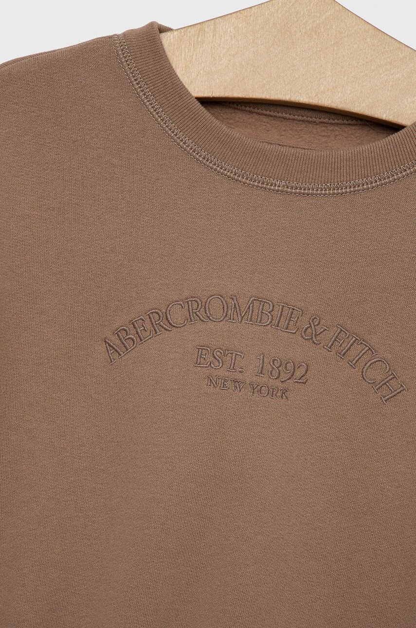 Abercrombie & Fitch Детски суичър в кафяво с изчистен дизайн - Pepit.bg