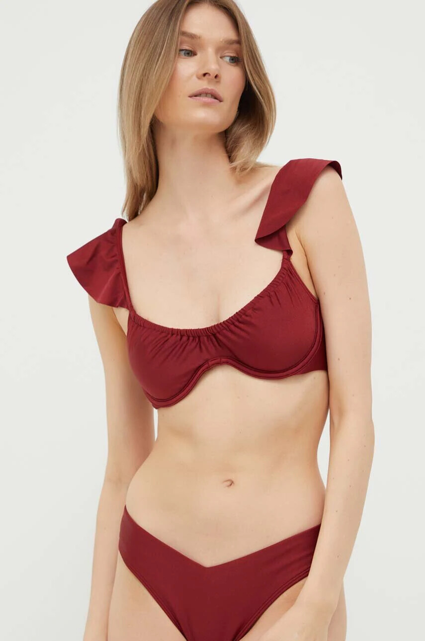 Abercrombie & Fitch Горнище на бански в бордо с меки чашки - Pepit.bg