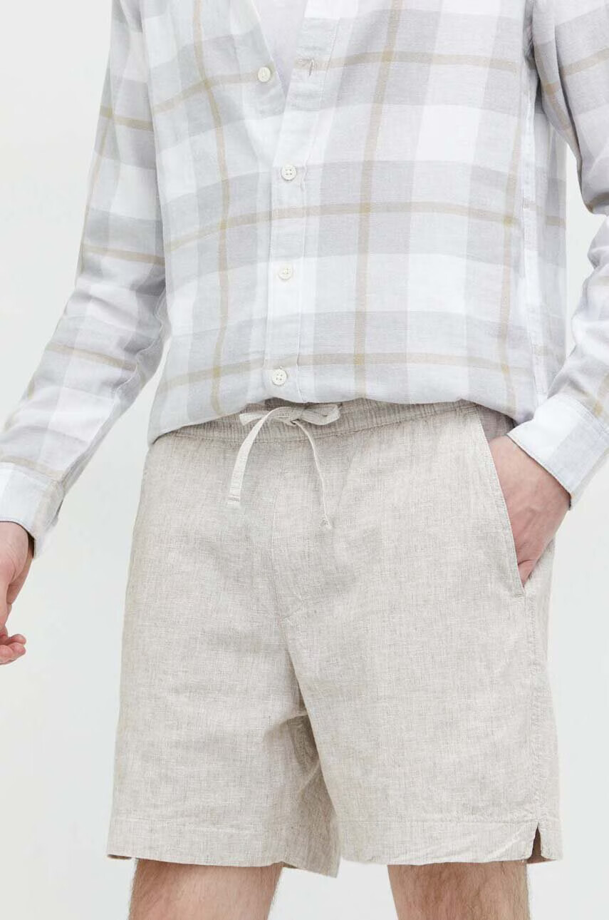 Abercrombie & Fitch Къс панталон с лен в бежово - Pepit.bg