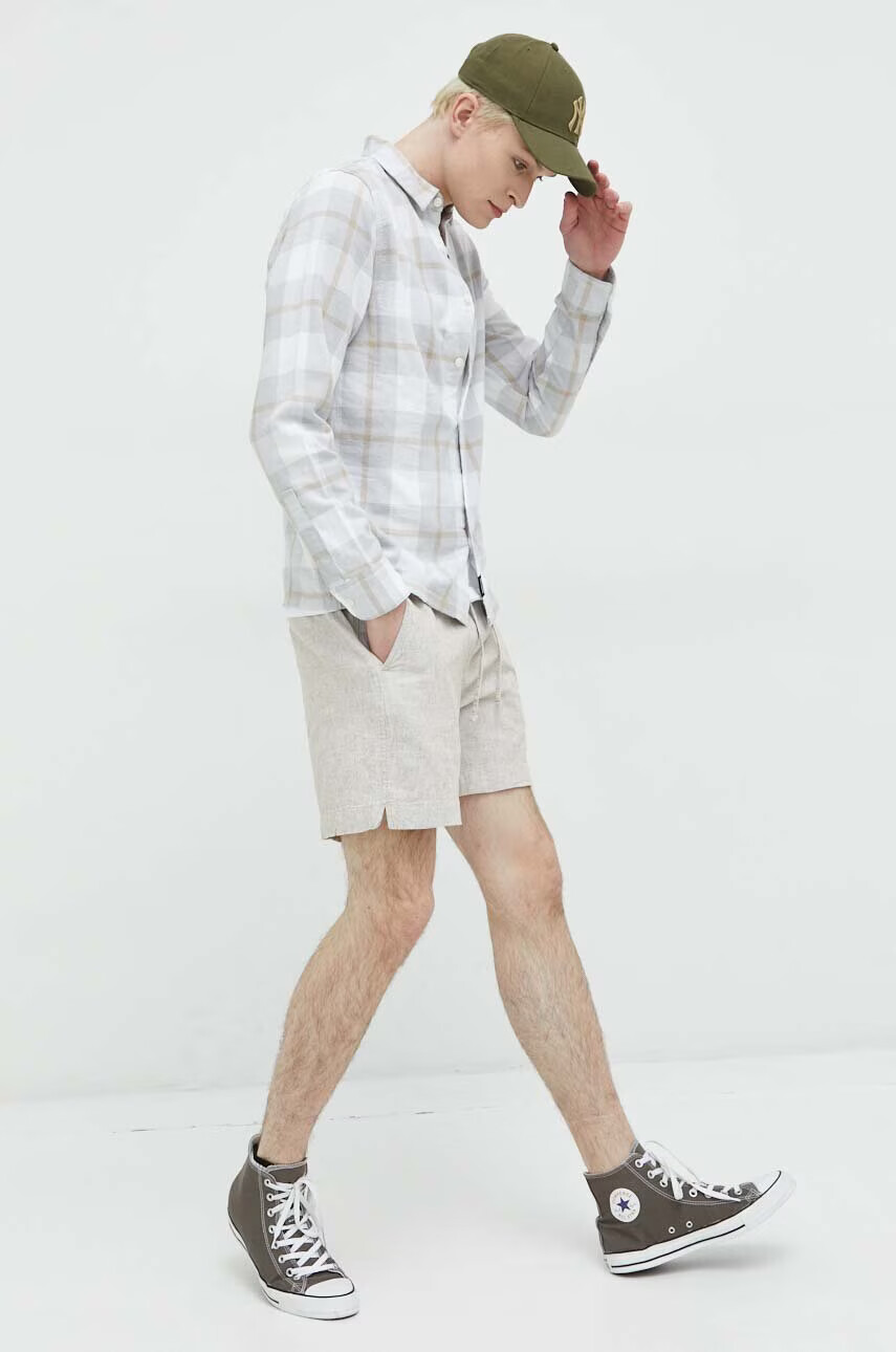 Abercrombie & Fitch Къс панталон с лен в бежово - Pepit.bg
