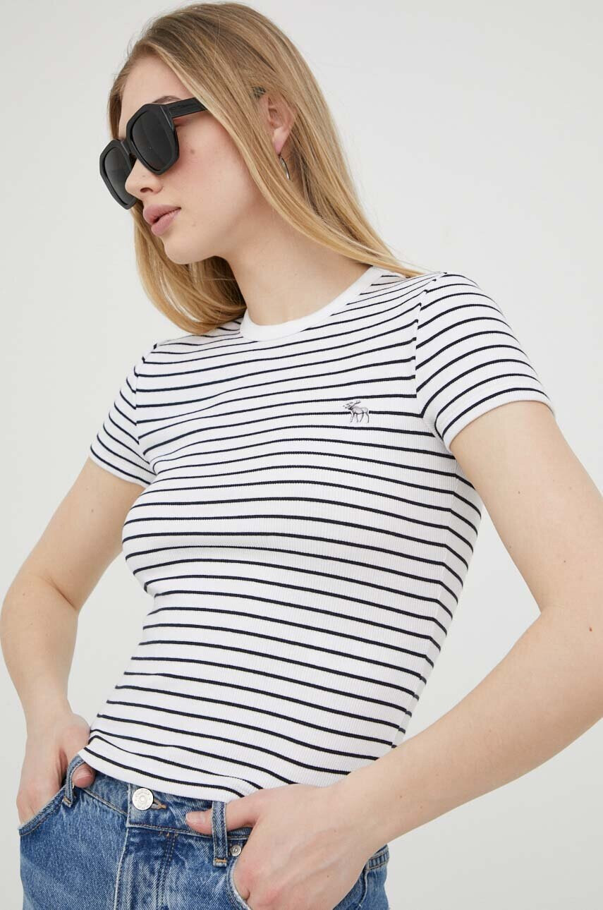 Abercrombie & Fitch Памучна блуза в бяло - Pepit.bg