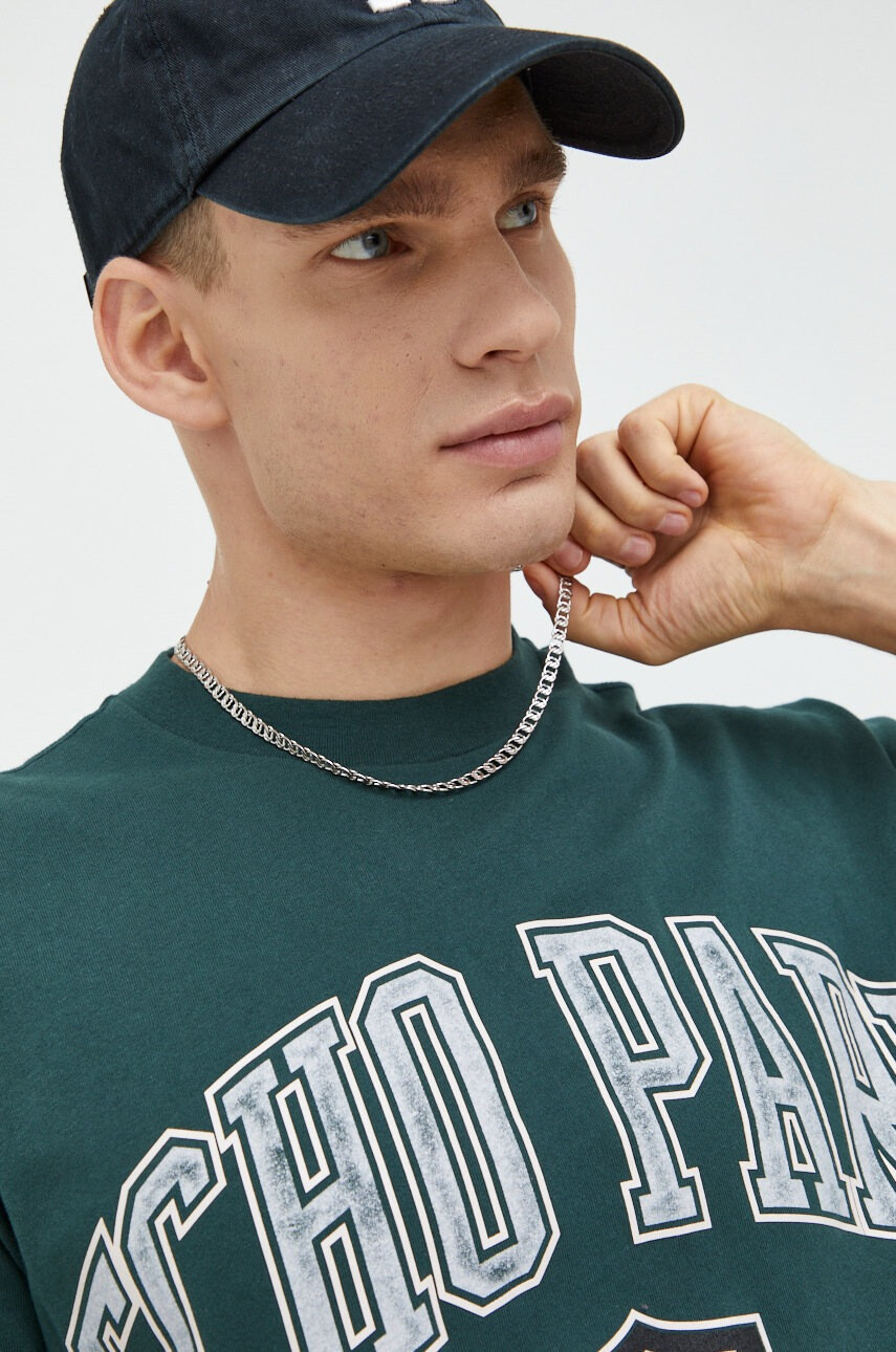 Abercrombie & Fitch Памучна тениска в зелено с принт - Pepit.bg