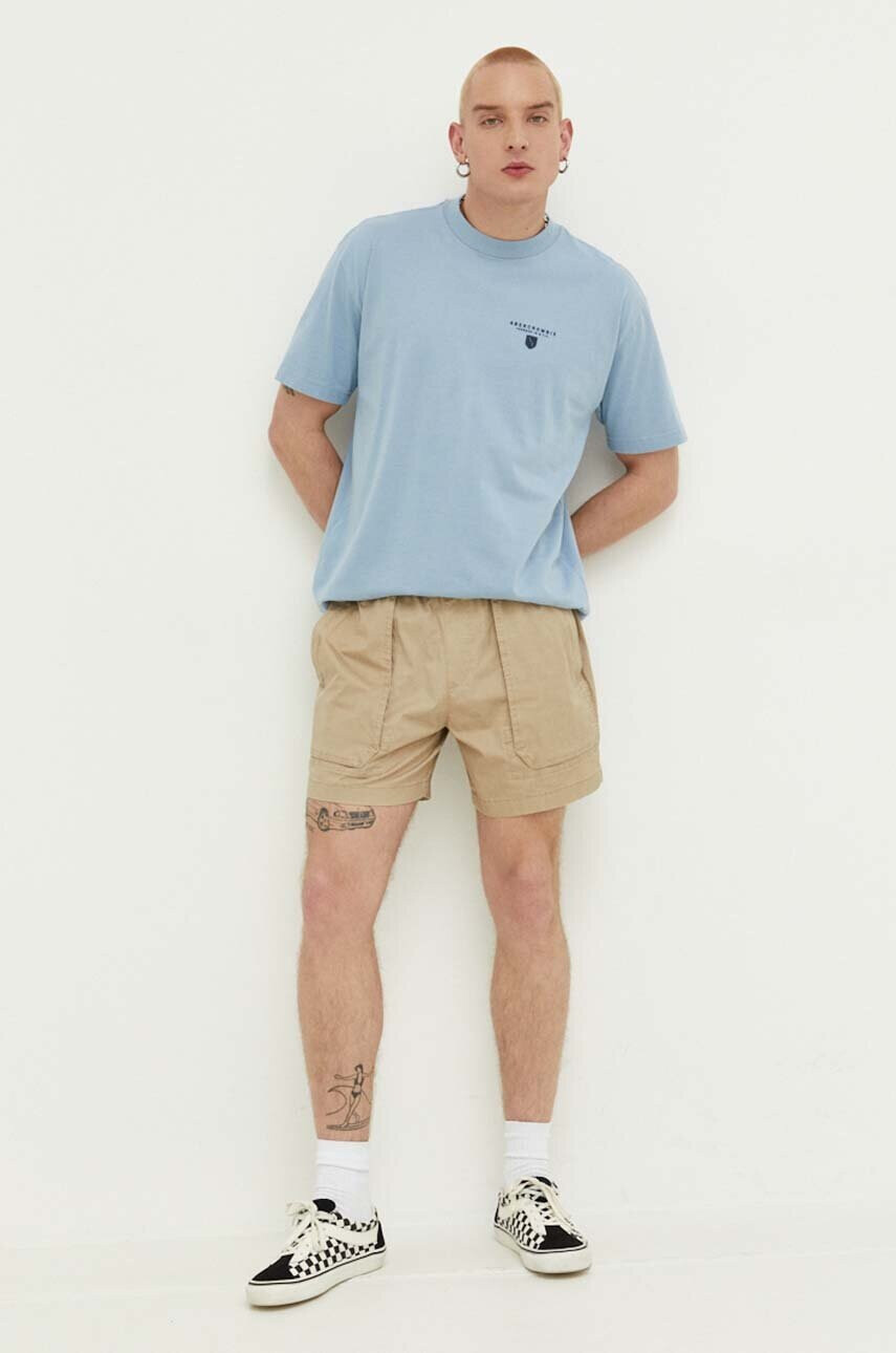 Abercrombie & Fitch Памучна тениска в синьо с принт - Pepit.bg