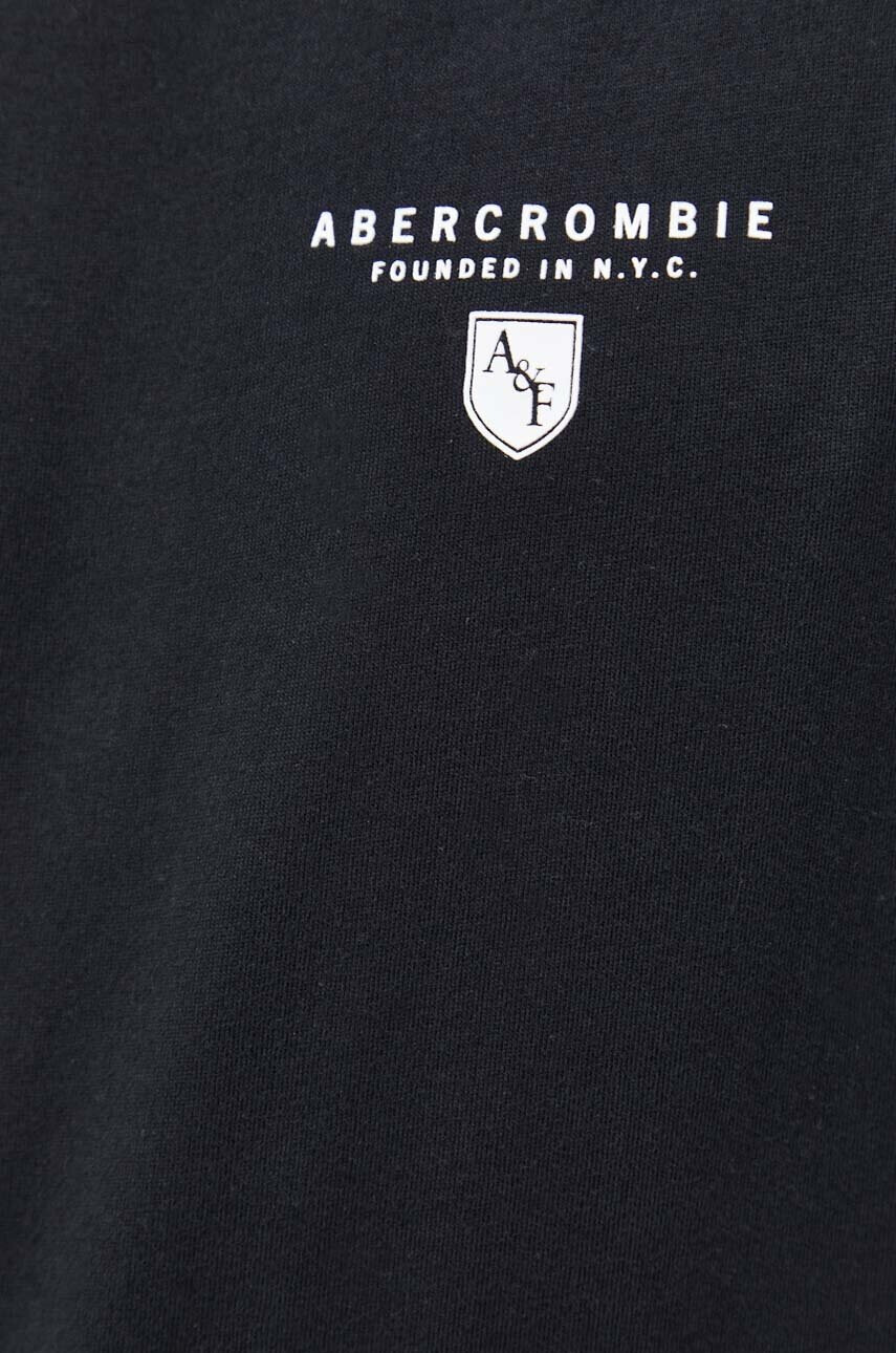 Abercrombie & Fitch Памучна тениска в черно с принт - Pepit.bg