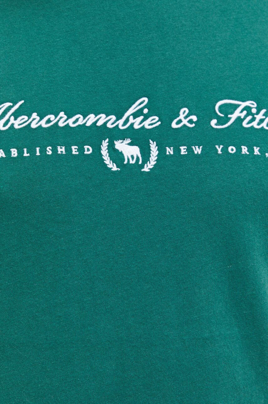 Abercrombie & Fitch Памучна тениска в зелено с апликация - Pepit.bg