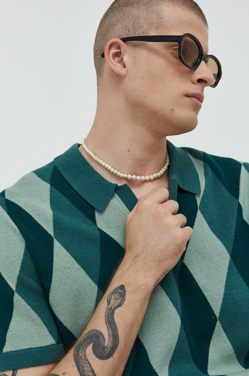 Abercrombie & Fitch Пуловер мъжки в зелено с десен - Pepit.bg