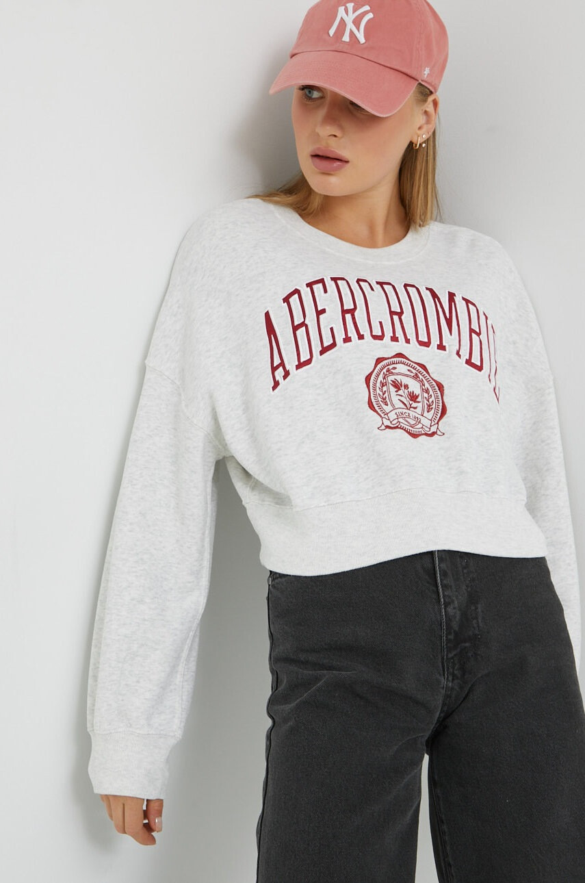 Abercrombie & Fitch Суичър в сиво с апликация - Pepit.bg