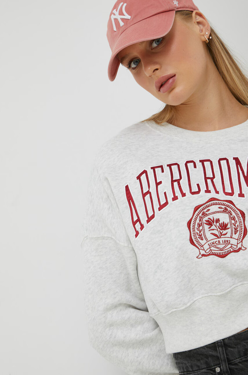 Abercrombie & Fitch Суичър в сиво с апликация - Pepit.bg