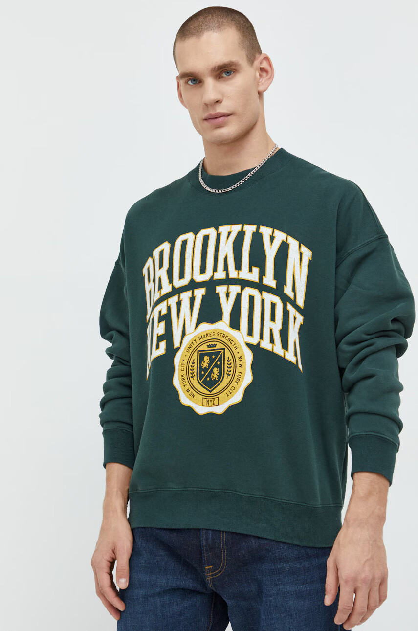 Abercrombie & Fitch Суичър в зелено с принт - Pepit.bg