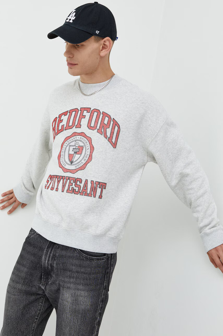 Abercrombie & Fitch Суичър в сиво с принт - Pepit.bg