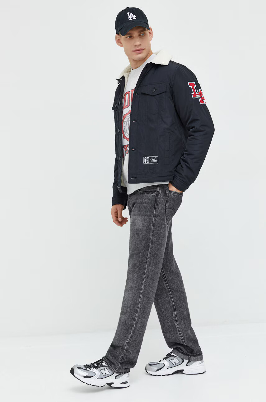 Abercrombie & Fitch Суичър в сиво с принт - Pepit.bg