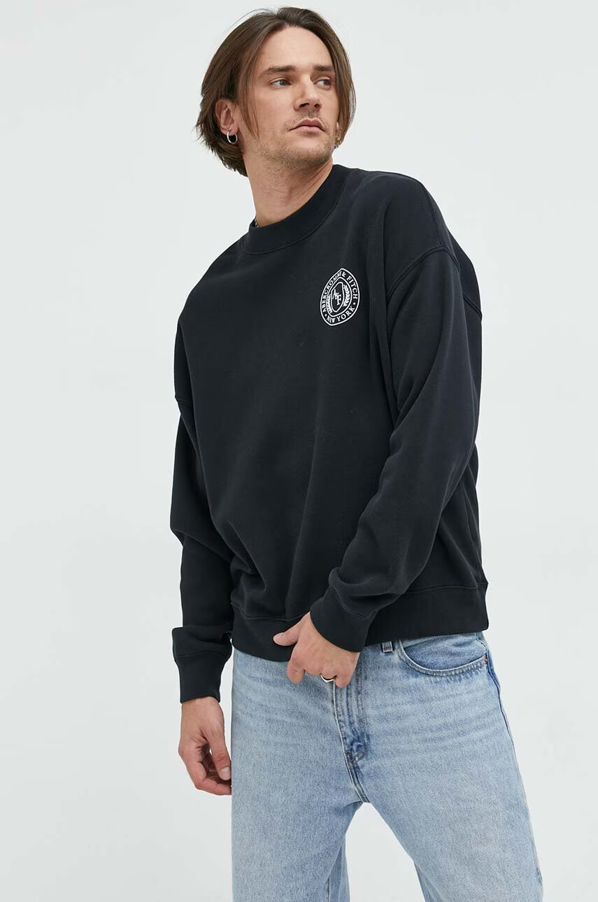 Abercrombie & Fitch Суичър в черно с принт - Pepit.bg