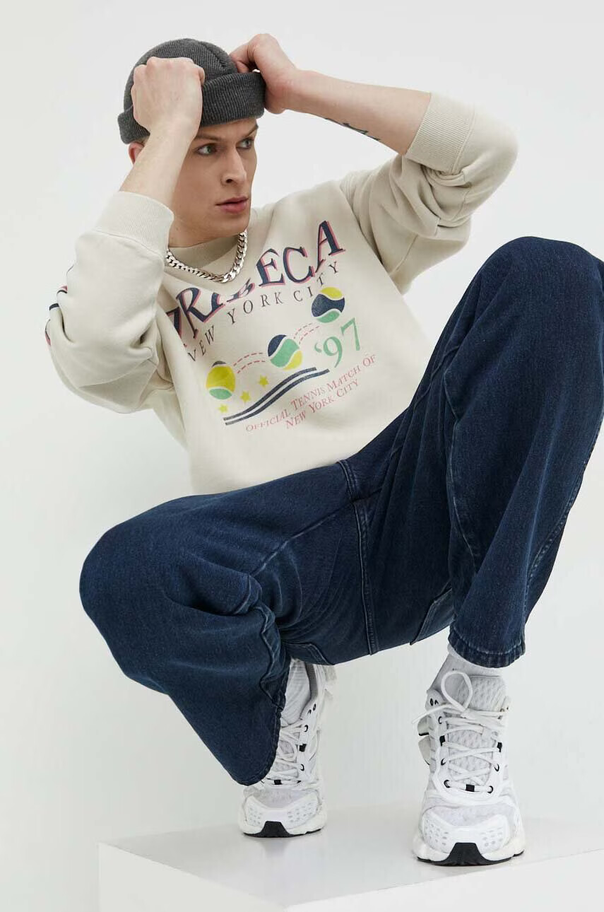 Abercrombie & Fitch Суичър в бежово с принт - Pepit.bg