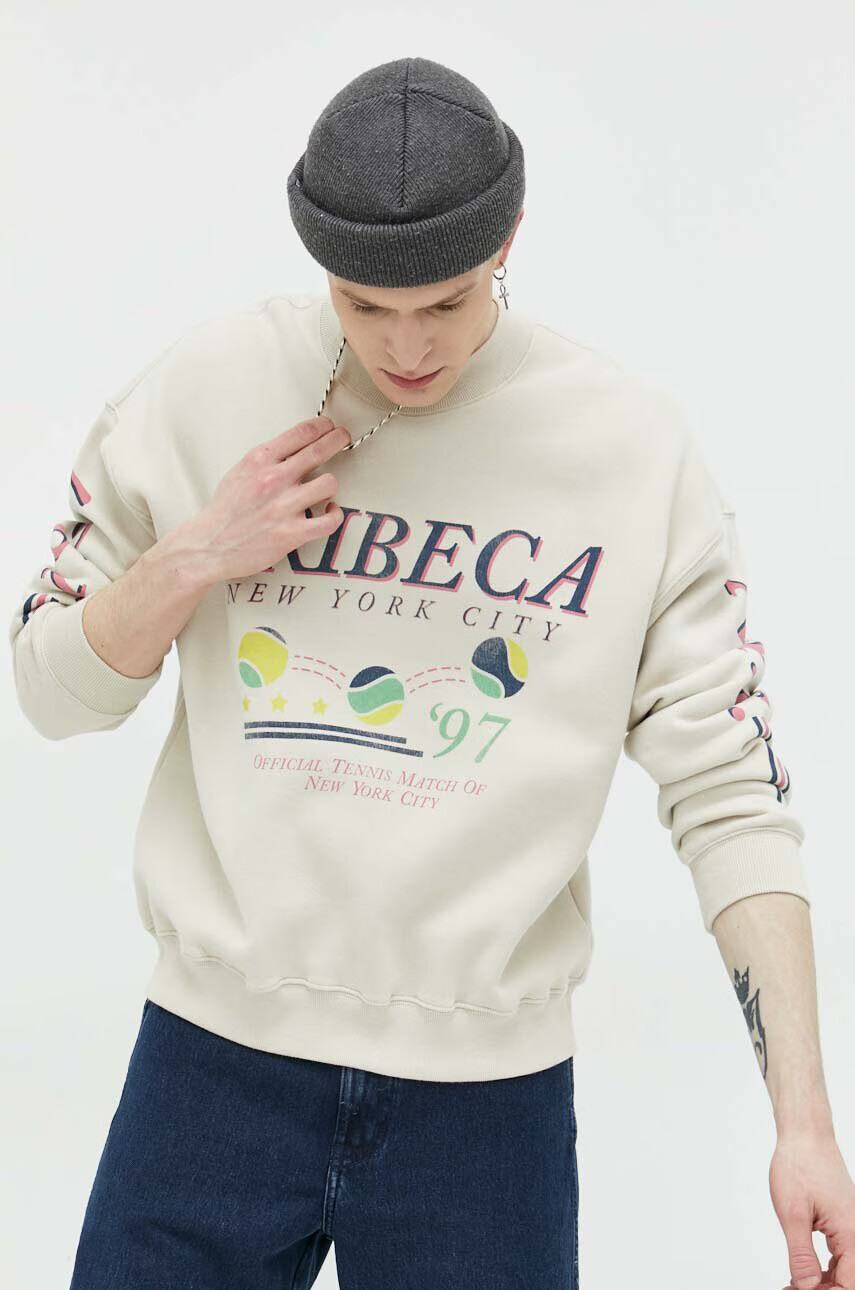 Abercrombie & Fitch Суичър в бежово с принт - Pepit.bg
