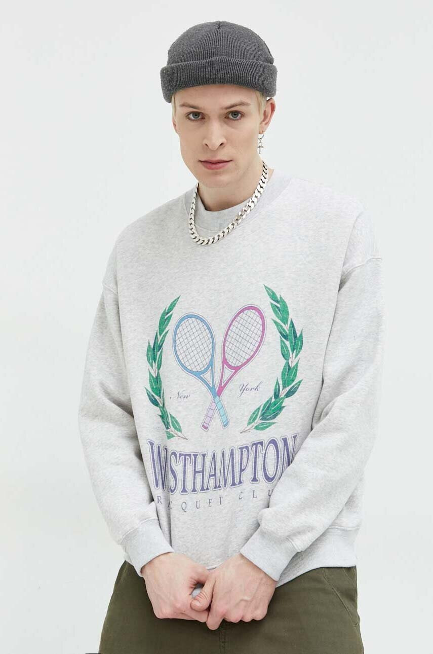 Abercrombie & Fitch Суичър в сиво с принт - Pepit.bg