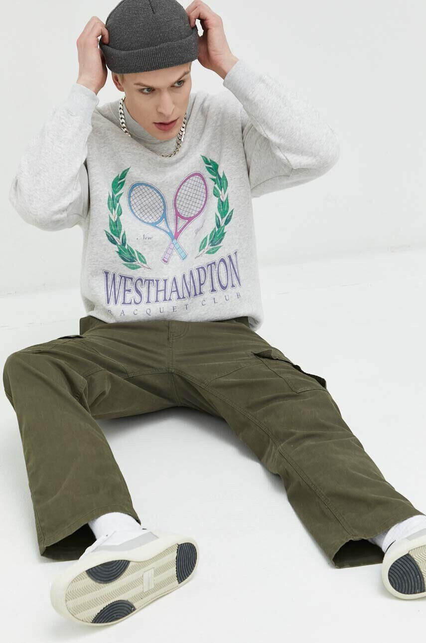 Abercrombie & Fitch Суичър в сиво с принт - Pepit.bg