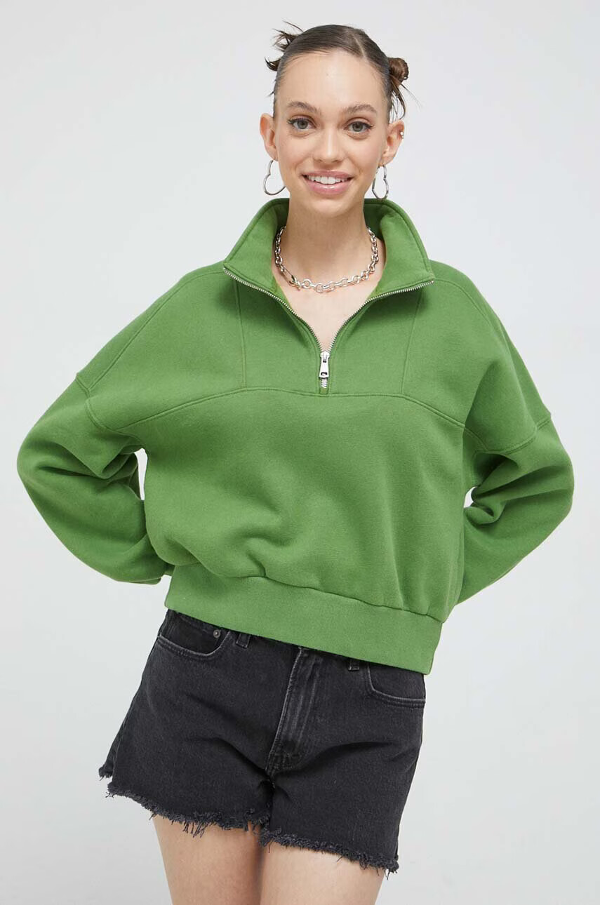 Abercrombie & Fitch Суичър в зелено с изчистен дизайн - Pepit.bg