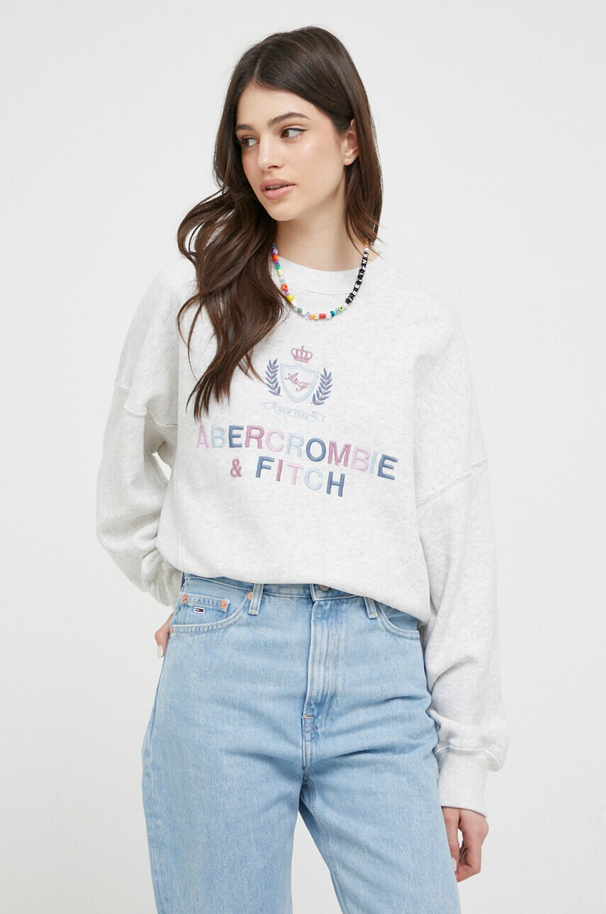 Abercrombie & Fitch Суичър в сиво с апликация - Pepit.bg