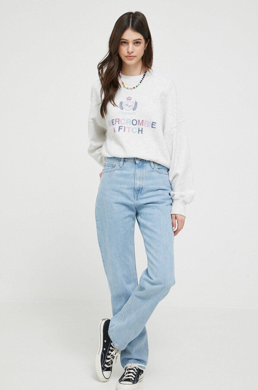 Abercrombie & Fitch Суичър в сиво с апликация - Pepit.bg